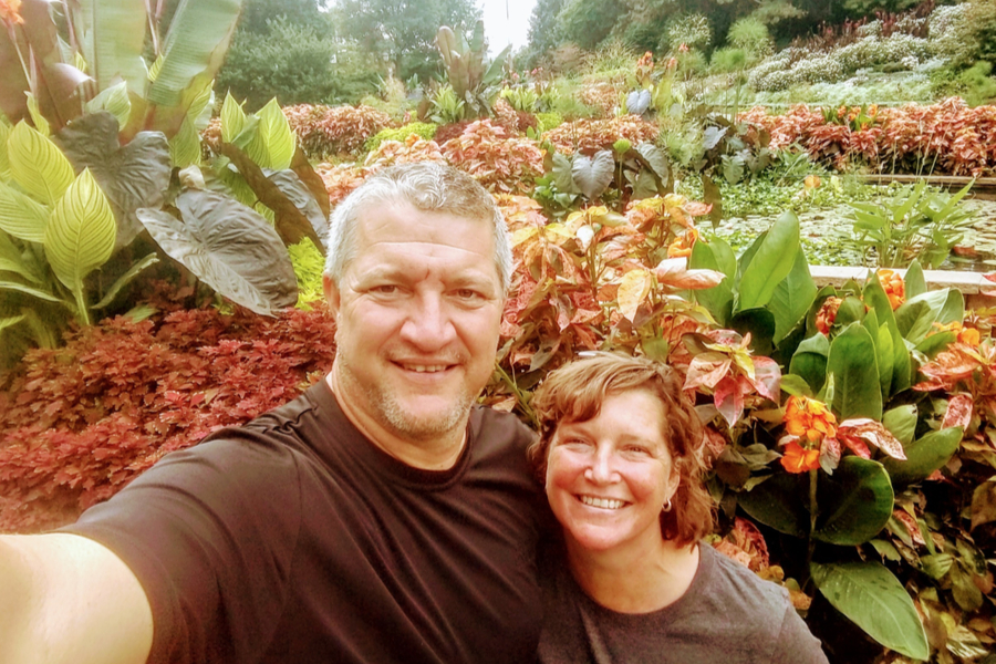 touring sunken gardens - jim and mary competti