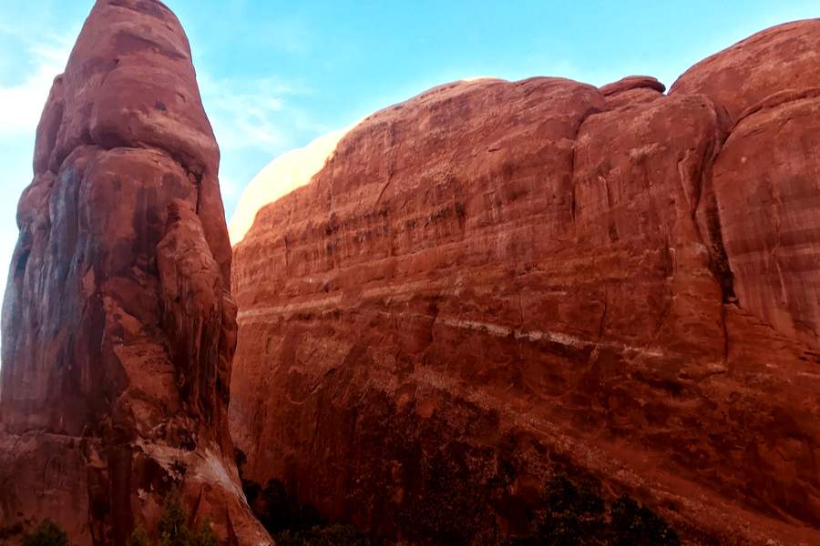 hiking through red rocks 