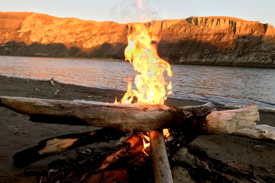 campfire at Yellowstone River