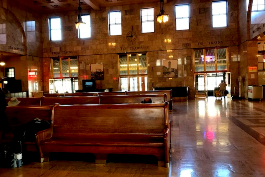 inside amtrak station