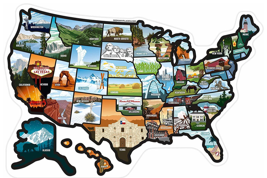 united states travel map stickers