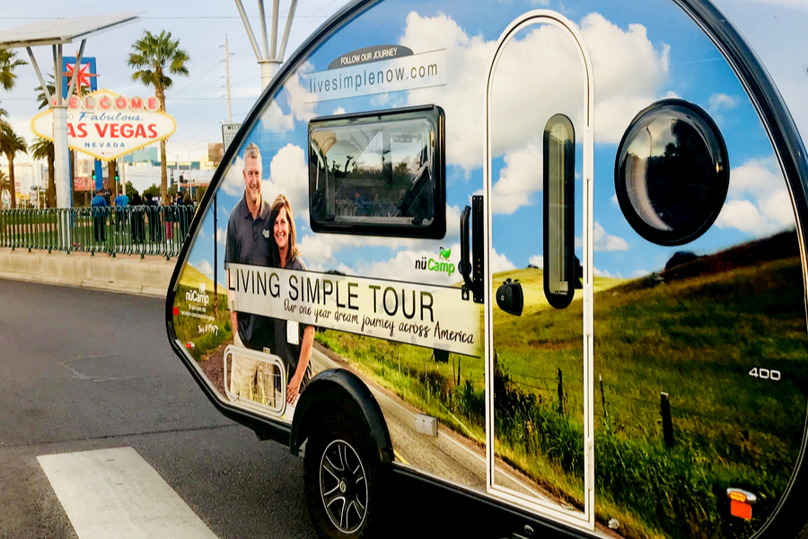 camper with vegas sign 