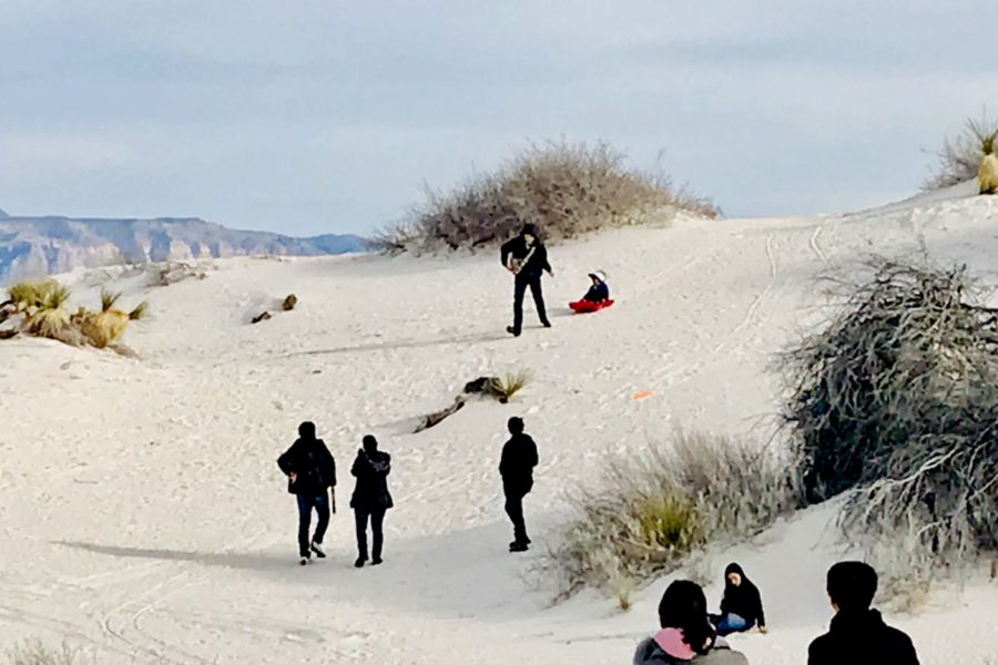 visitors at white sands national monument 