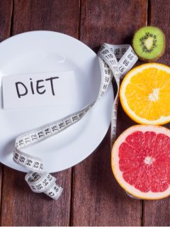 plate and fruit to show how to lose weight fast