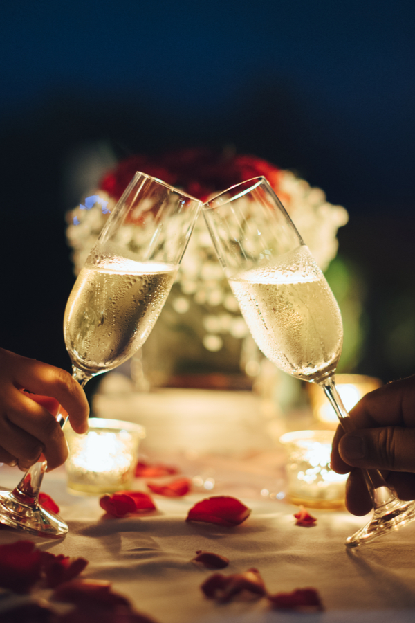 champagne glasses celebrating the importance of date night