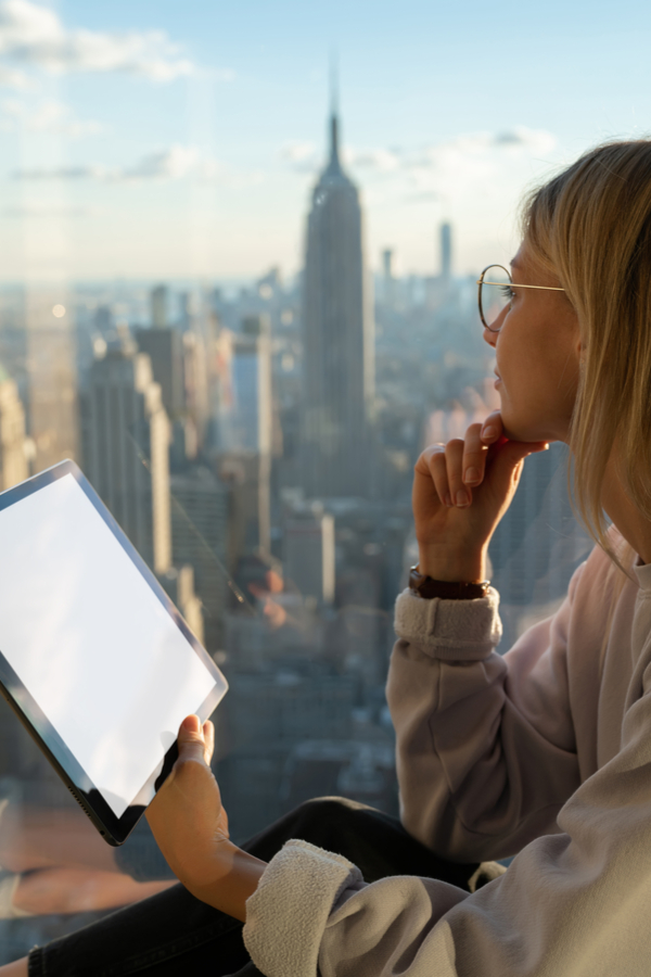 woman pondering the lessons learned from experiencing a new city