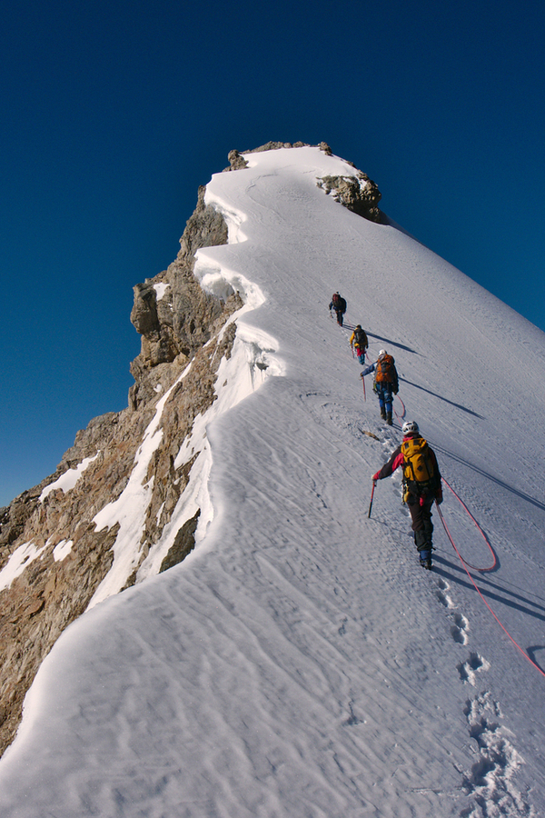 climbing a mountain