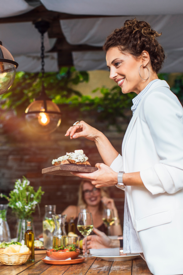 woman with dinner party manners